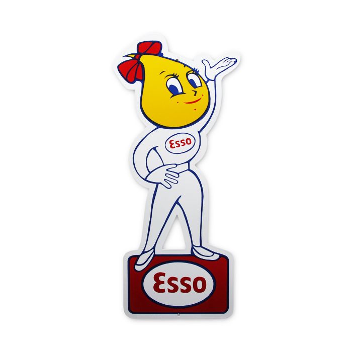 Emaille bord | Esso logo + Dame | 80cm x 35cm | Emaillegigant.nl