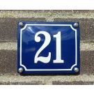 Traditional blue house number