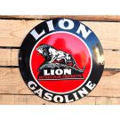 Lion Gasoline - convex enamel sign