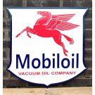 Mobiloil vacuum oil company enamel sign cut out