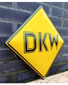 DKW yellow emaille sign