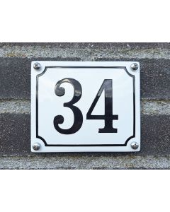 traditional enamel house number white - black