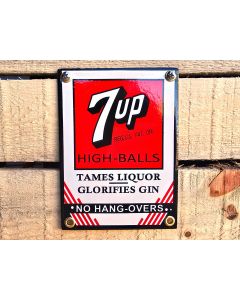 Enamel 7up high-balls sign