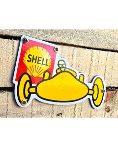 Shell formula 1 race driver enamel sign cut